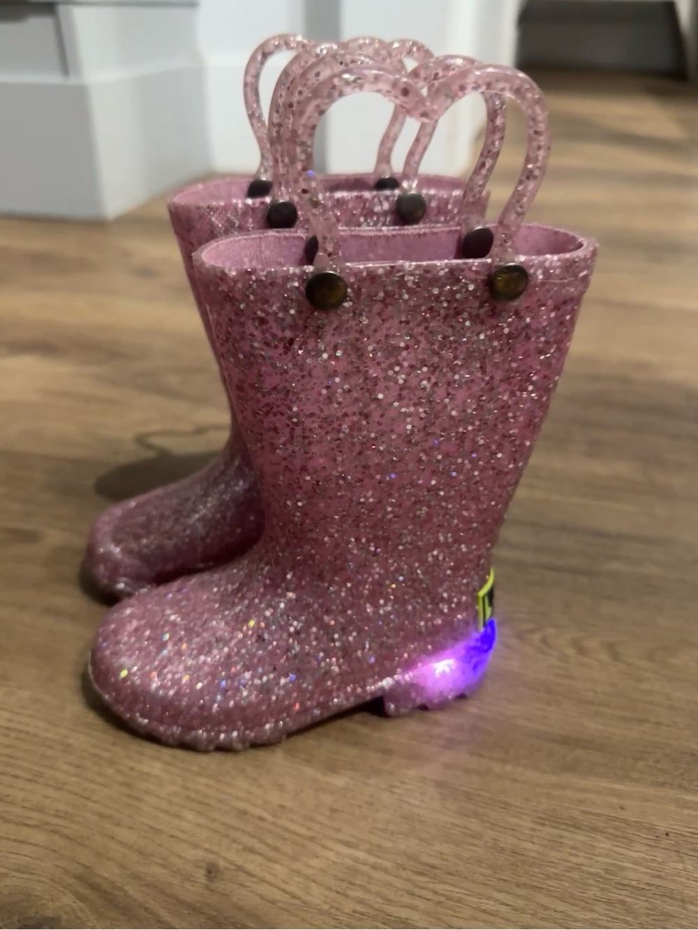 Western Chief Pink Glitter Kids Rain & Snow Boots with Handles